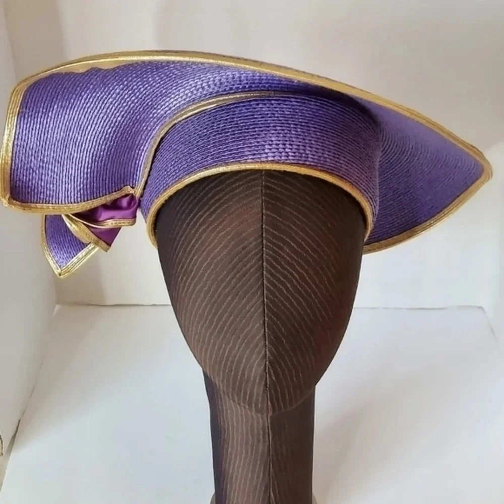 Vintage Sylvia Purple Gold Unique‎ Woven Hat
